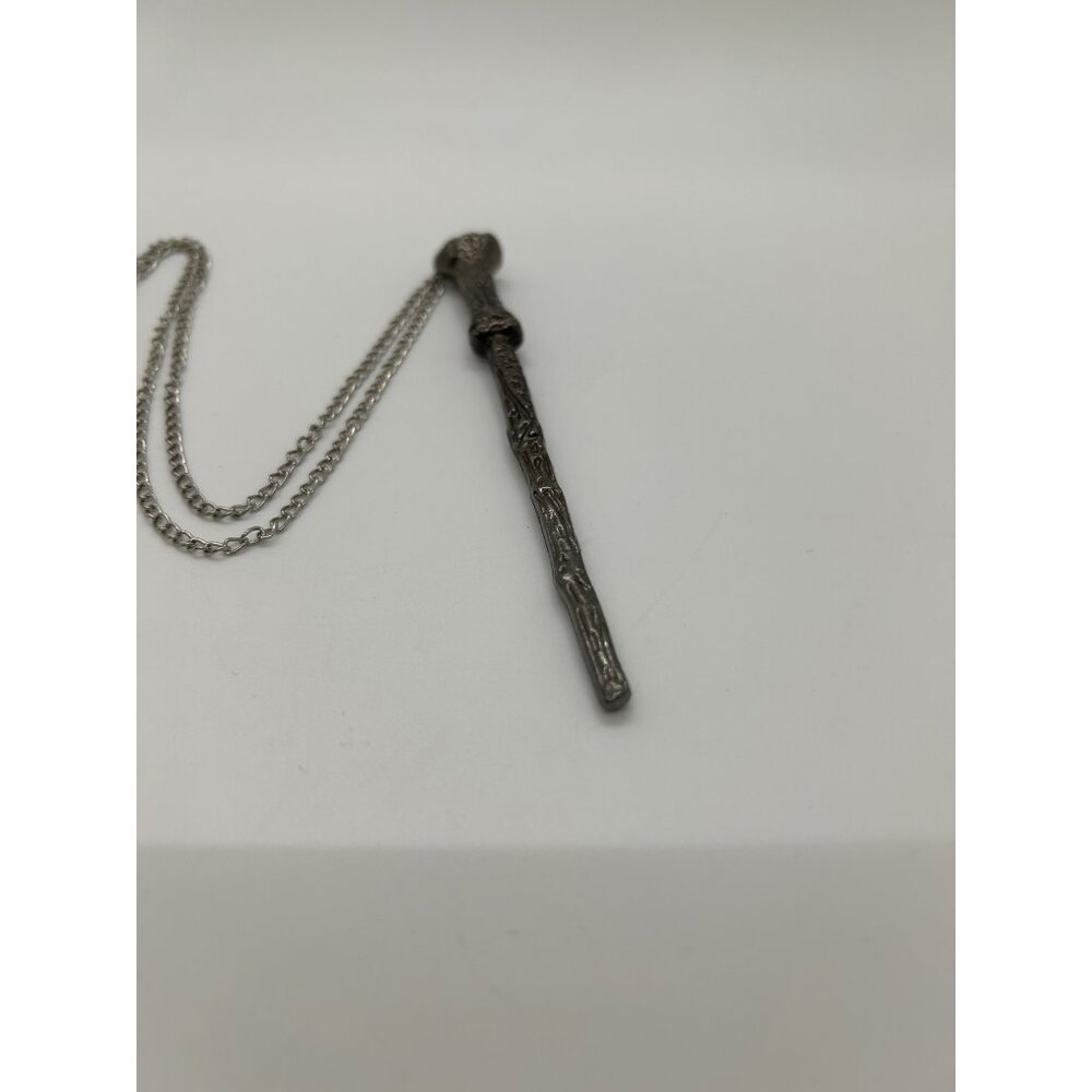 Wizard Magic Wand Necklace Pendant Silvertone Goth Fantasy Film Prop Costume - Picture 9 of 12